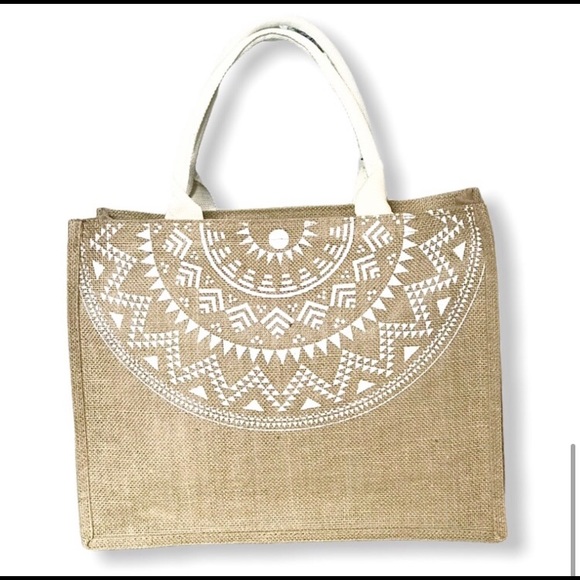 Boho Aztec jute lightweight tote bag - Picture 7 of 8